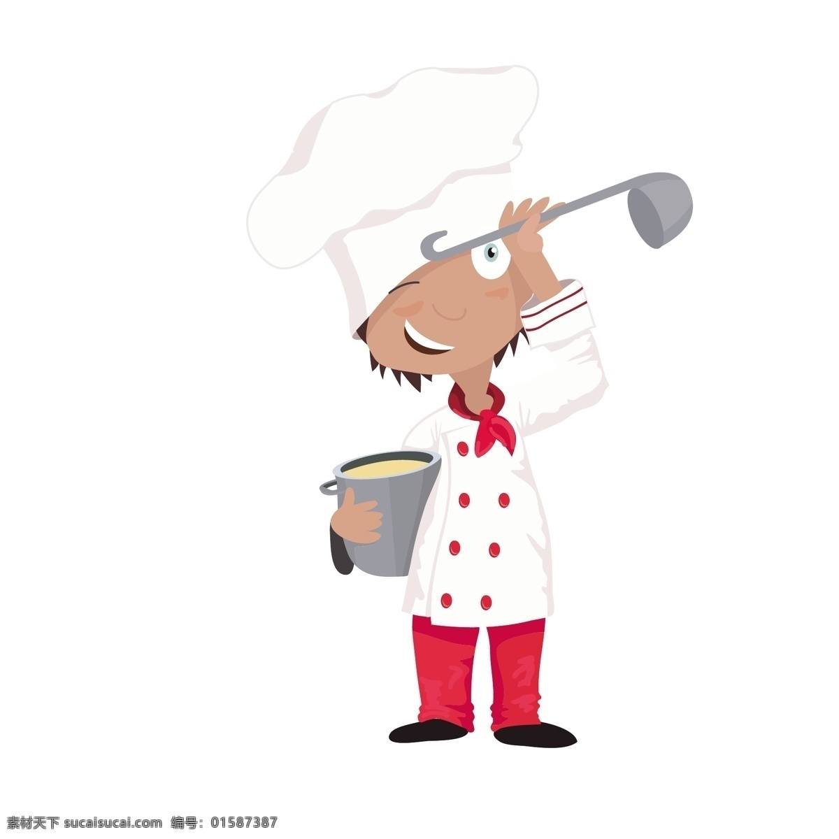 卡通 劳动节 职业 厨师 矢量 卡通厨师 白色 白制服 可爱 可爱的厨师 小厨师 掌勺的厨师 厨师职业