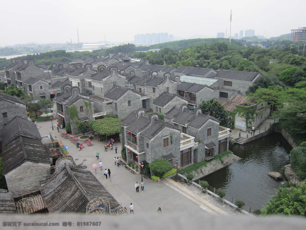 岭南印象 古建筑 岭南印象园 景区 高点观望 全景 人文景观 旅游摄影 灰色