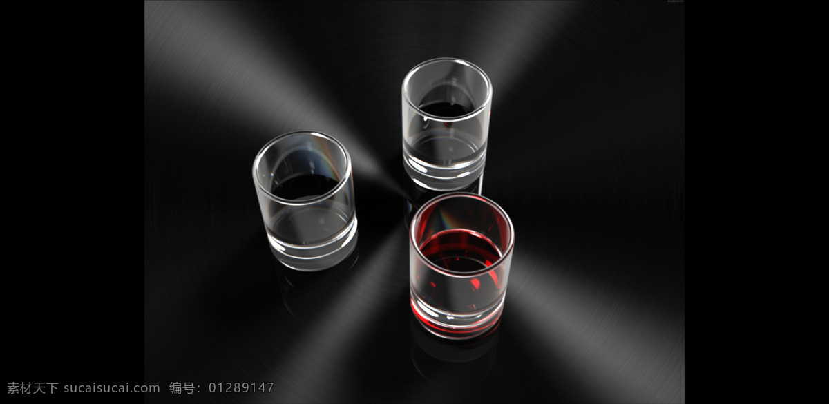三杯 玻璃杯 黑色