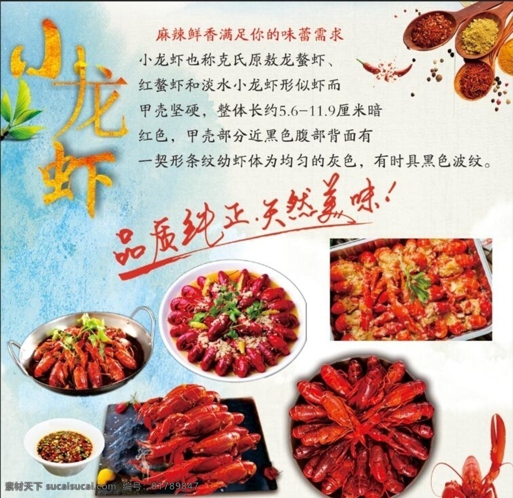 龙虾上市啦 蒜蓉龙虾 十三香龙虾 麻辣小龙虾 美味龙虾 菜单 海报