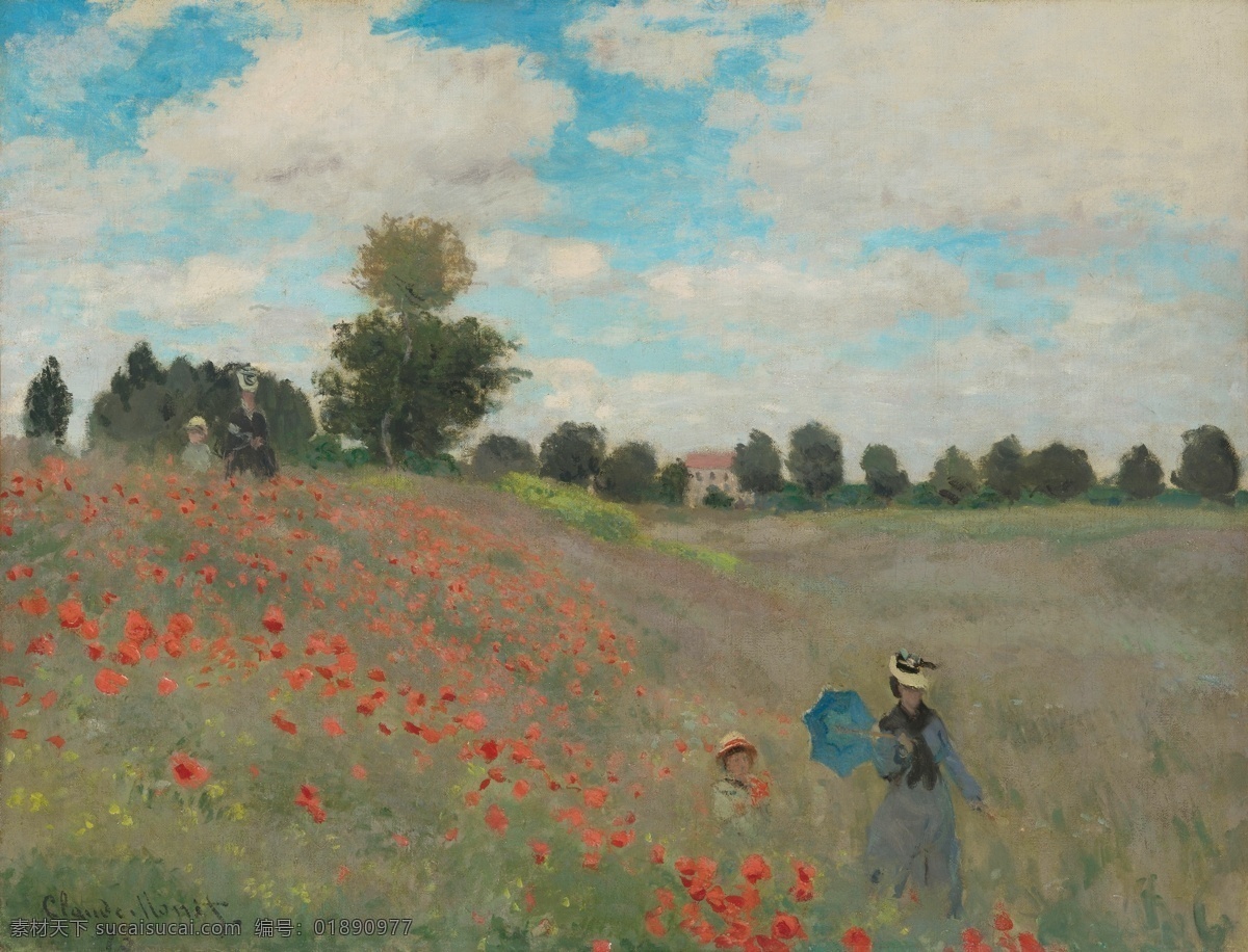 风景 建筑 田园 植物 水景 印象 画派 写实主义 油画 装饰画 argenteuil at poppies 家居装饰素材