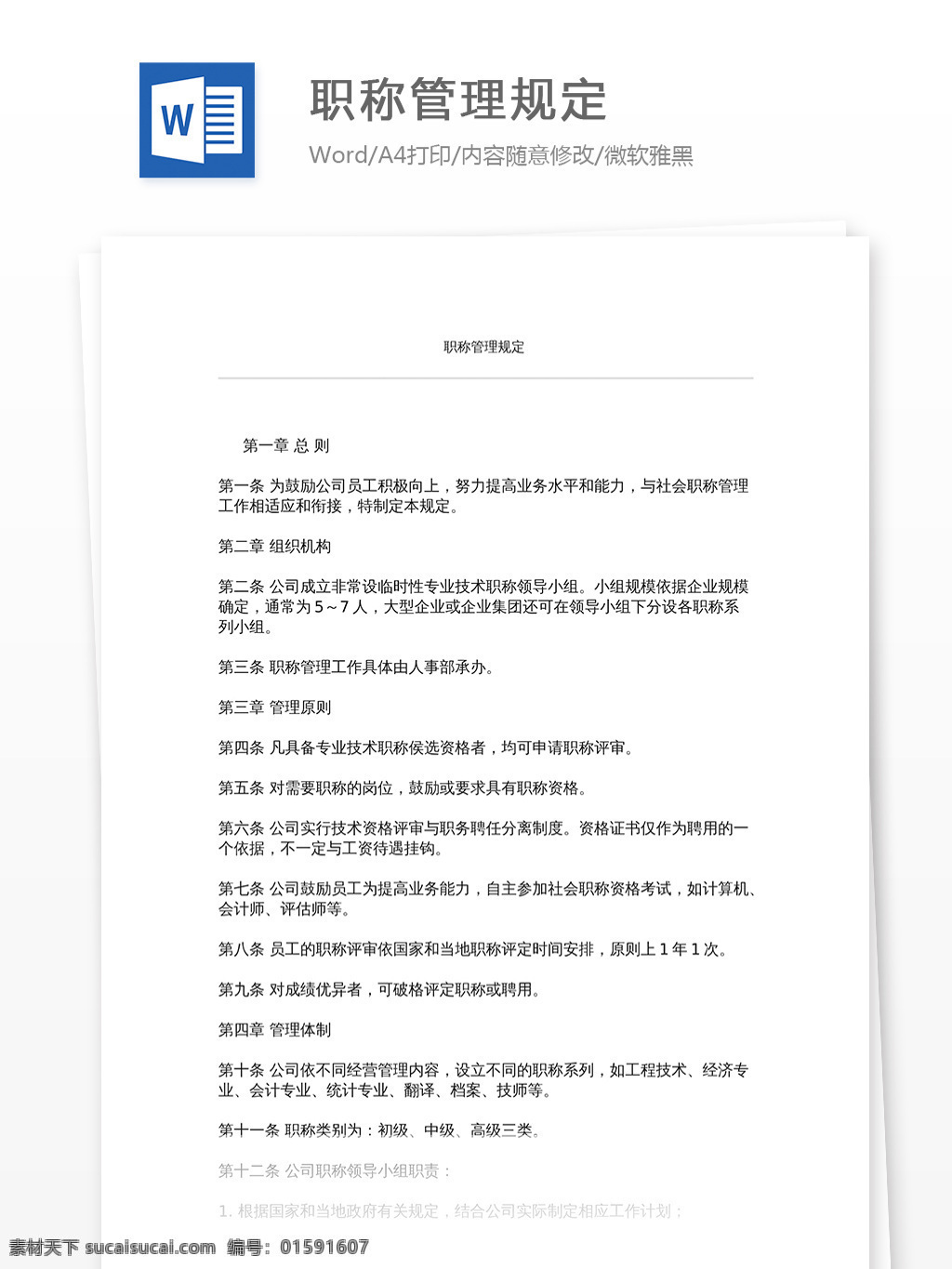 职称管理规定 文档 word word文档 文库模板 通用文档 实用文档 工作 范文 工作范文