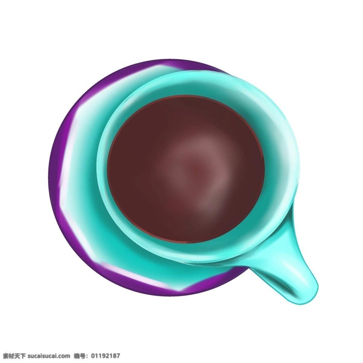 蓝色 精美 咖啡杯 插画 一杯咖啡 紫色 蓝色咖啡杯 精美咖啡杯 咖啡