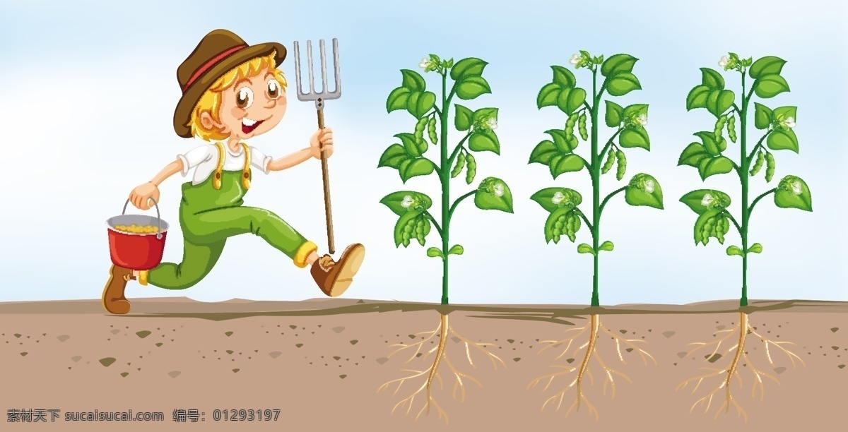 卡通 儿童 插画 卡通儿童插画 学生 小孩 园林 种植 户外 劳动 快乐 种花 植树节 卡通设计