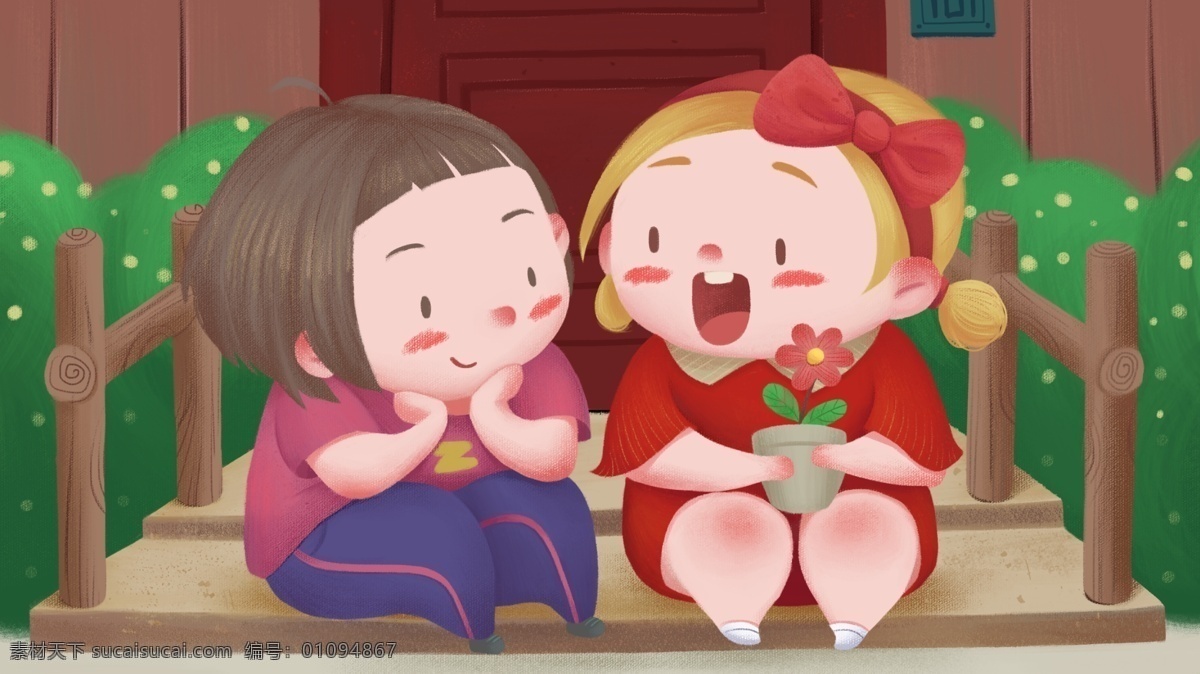 温暖 治愈 可爱 闺 蜜 小 姐妹 聊天 幼儿 清新 童年 少女 儿童 萌妹