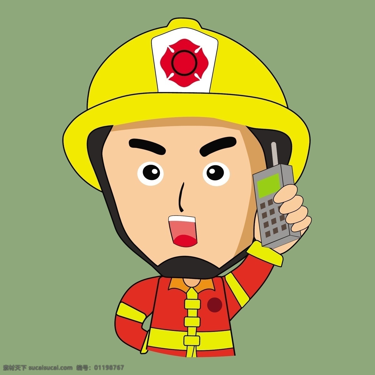 卡通 消防员 打电话 矢量 帽子 源文件 免费素材 广告背景 安全
