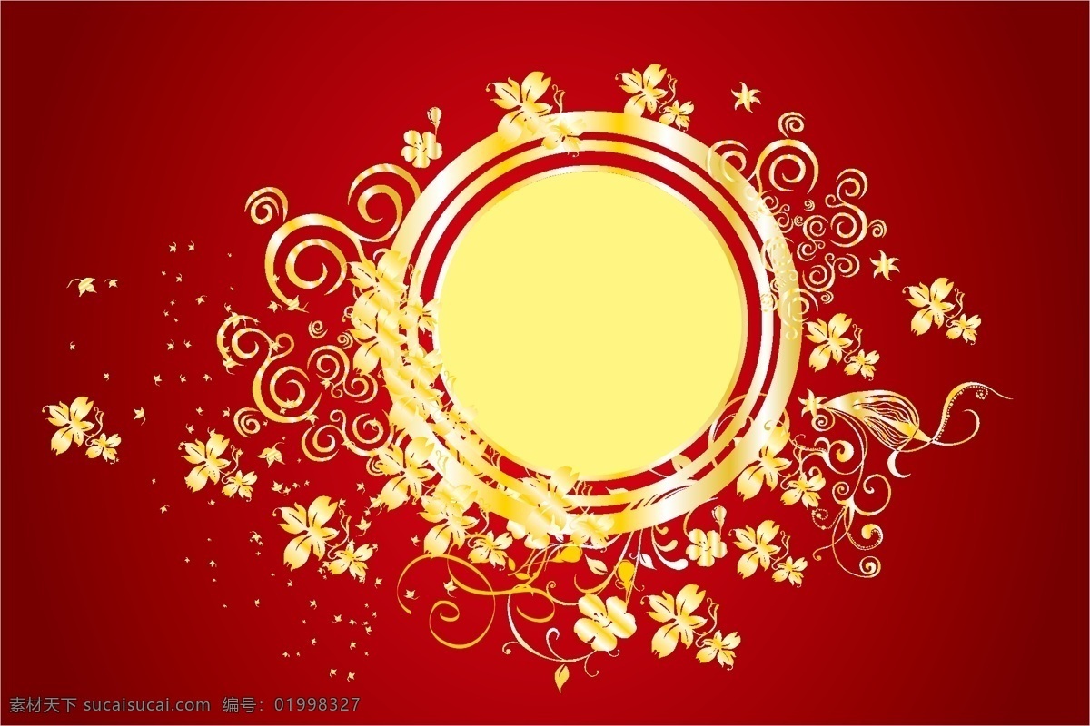 金色 圆圈 金色底纹 金色花朵 金色圆圈 矢量图 花纹花边