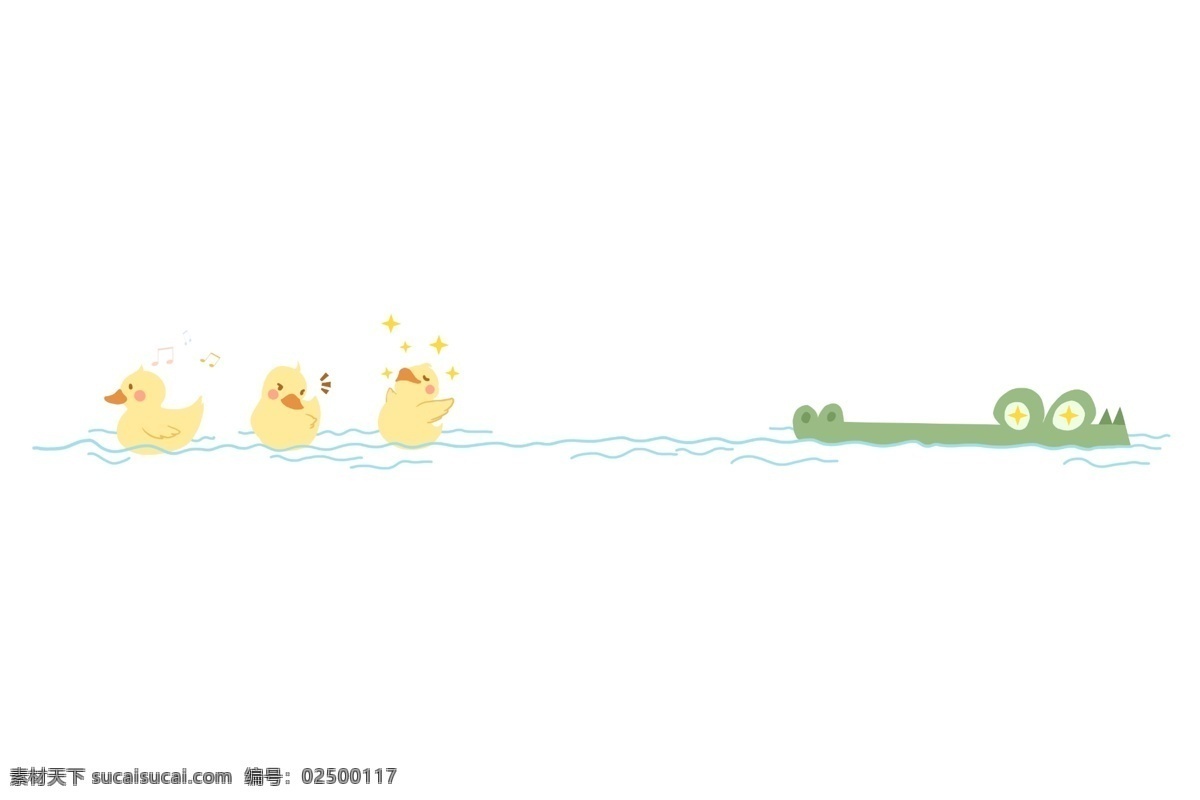 手绘 鸭子 分割线 插画 游泳的鸭子 卡通插画 手绘插画 分割线插画 鸭子分割线 黄色的小鸭