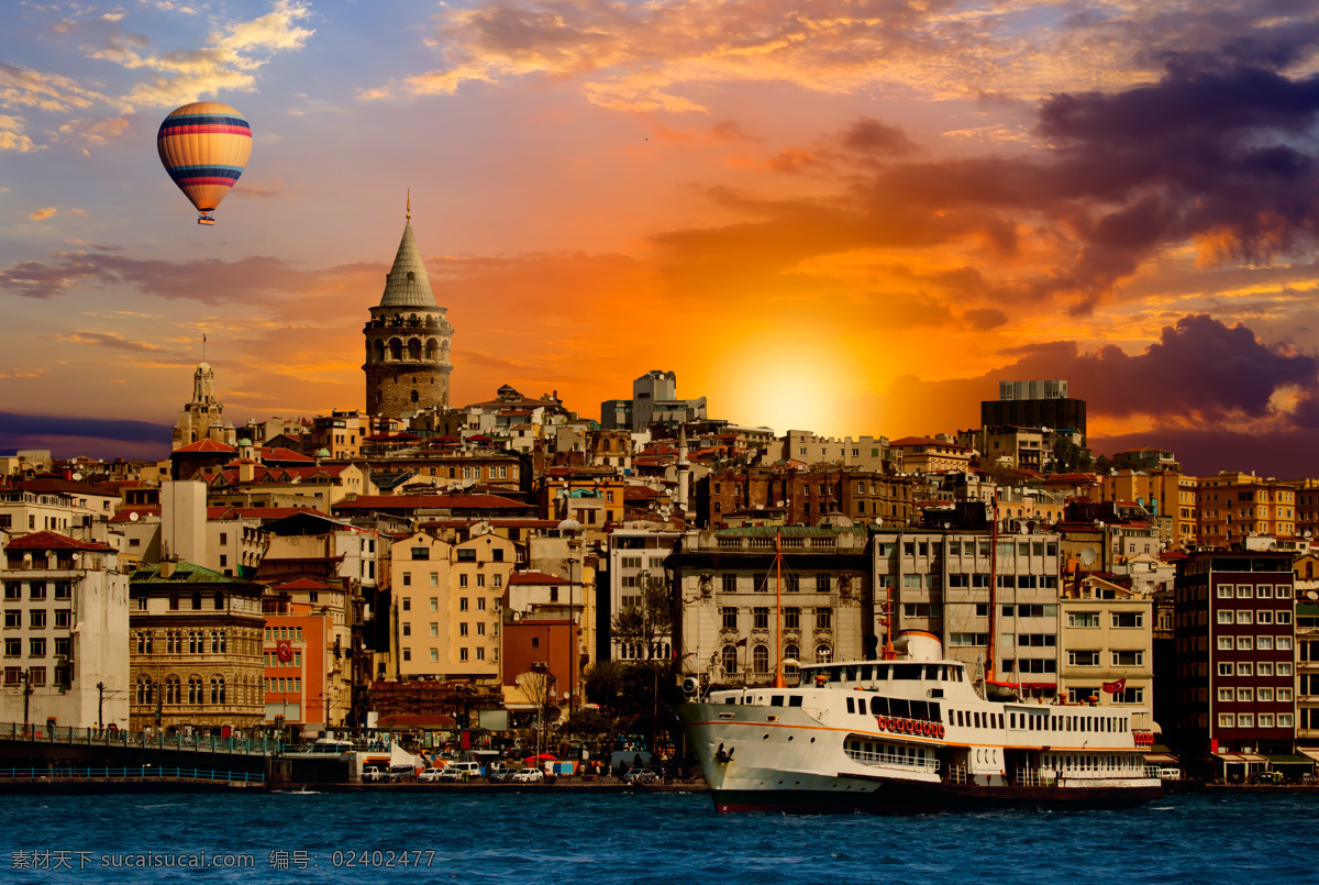 伊斯坦布尔 黄昏 美景 风景 土耳其风光 土耳其 旅游景点 美丽风景 美丽景色 风景摄影 热气球 城市风光 环境家居 黑色