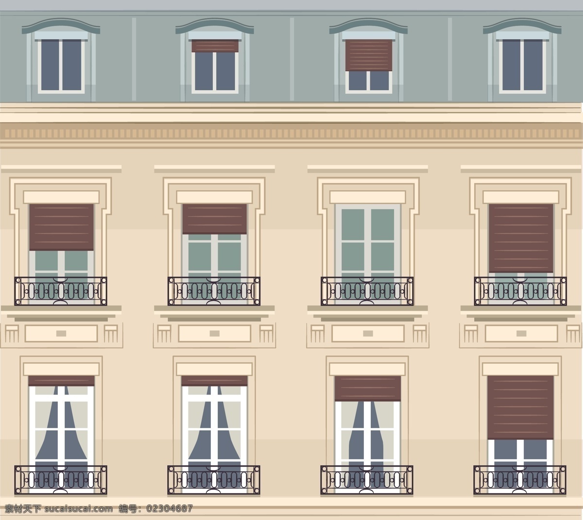 巴黎建筑说明 房子 城市 建筑 巴黎 窗口 欧洲 法国 插图 公寓 城市建筑 门面 白色