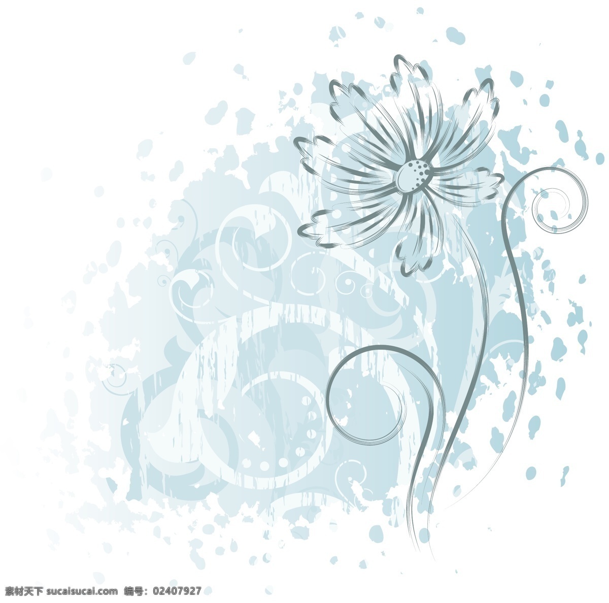精美 手绘 花朵 矢量 背景 插图 花卉 绘画 植物 菊花图案 矢量图 现代科技