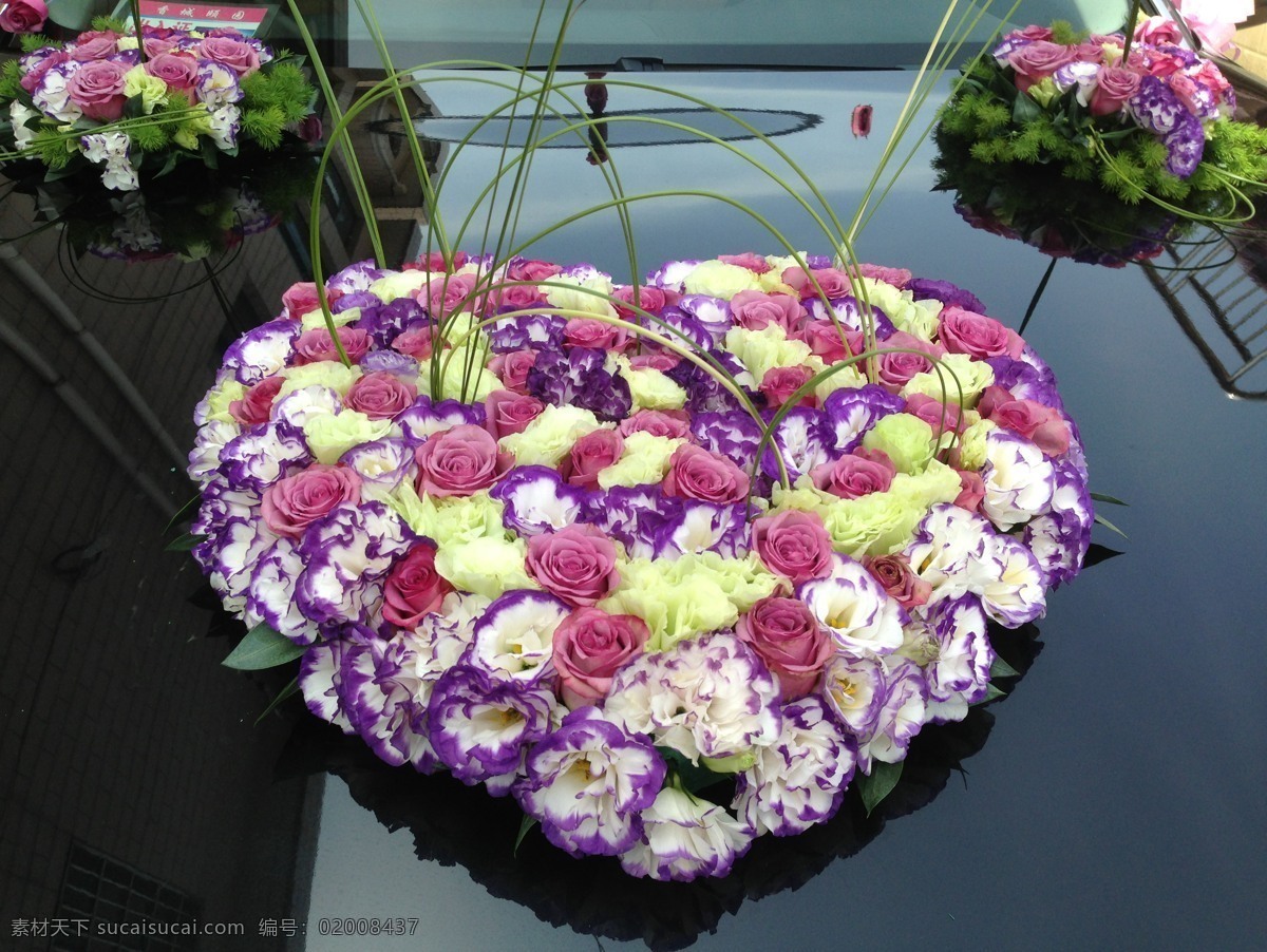 车花 婚礼头车花 心形花型 婚车 鲜花 love 婚礼素材 爱心 节日庆祝 文化艺术