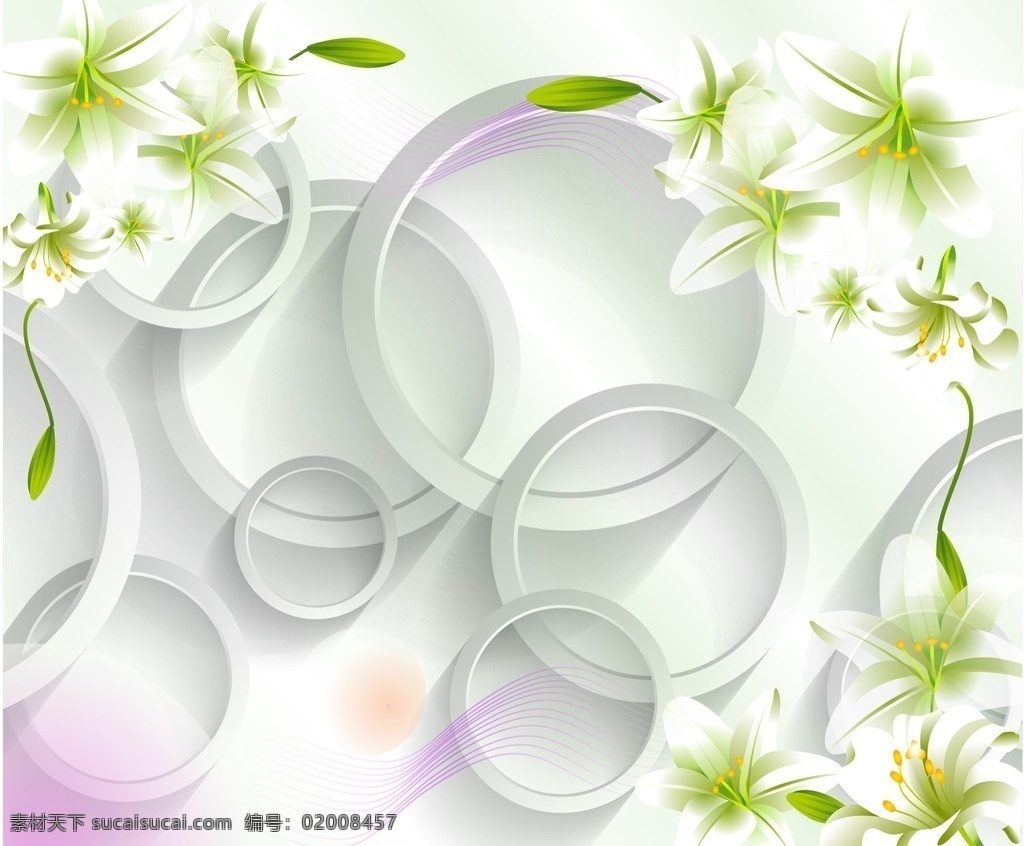3d百合背景 电视背景墙 立体百合 花 百合 圈 3d圆圈背景 背景墙 3d墙 沙发背景画 花纹 花朵 绿色 矢量花 简约花朵 3d花卉 背景花纹 底纹边框 背景底纹