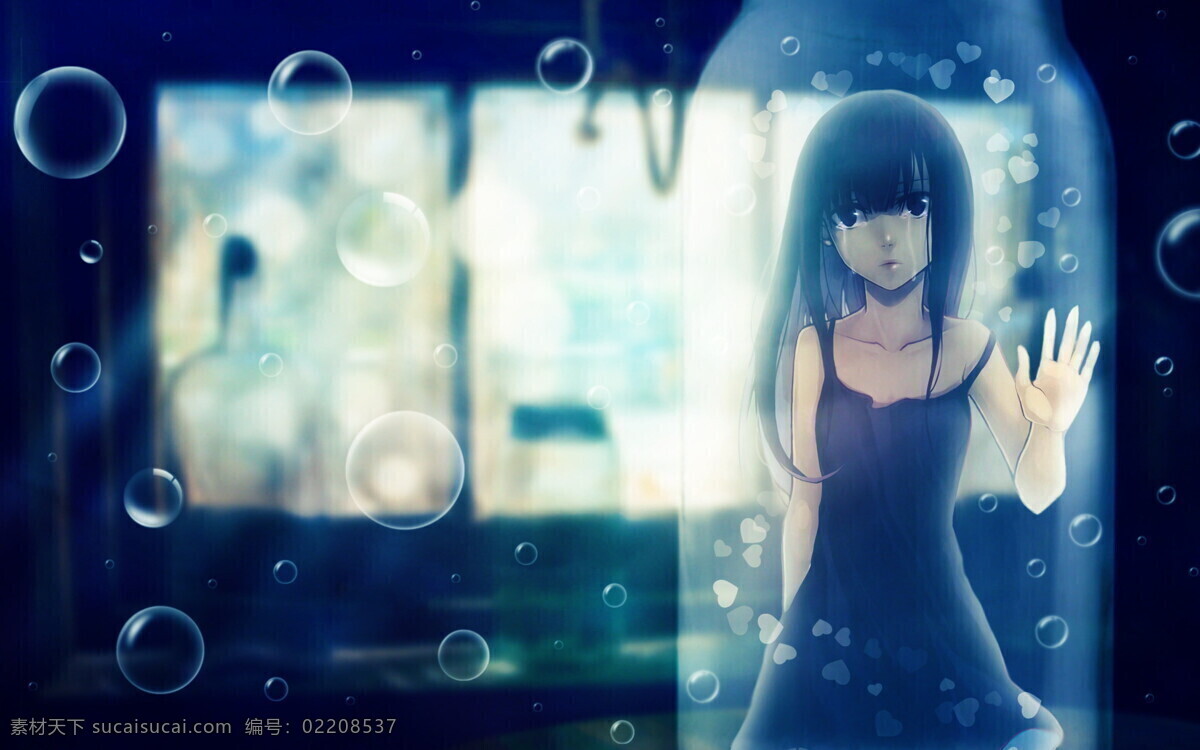 爱心 玻璃瓶 插画 动画 动漫 动漫动画 动漫人物 花季 青春少女 流泪 少女 女孩 女生 青春 气泡 桌面壁纸