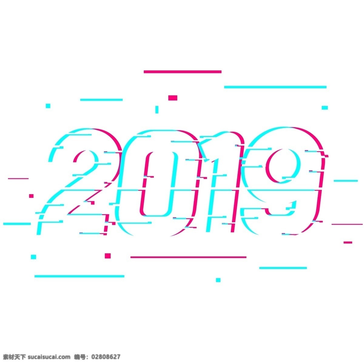 故障 风 2019 年 艺术 字符 红 绿 猪年 数字 文本 一年的猪 新年 主题词 海报 字体