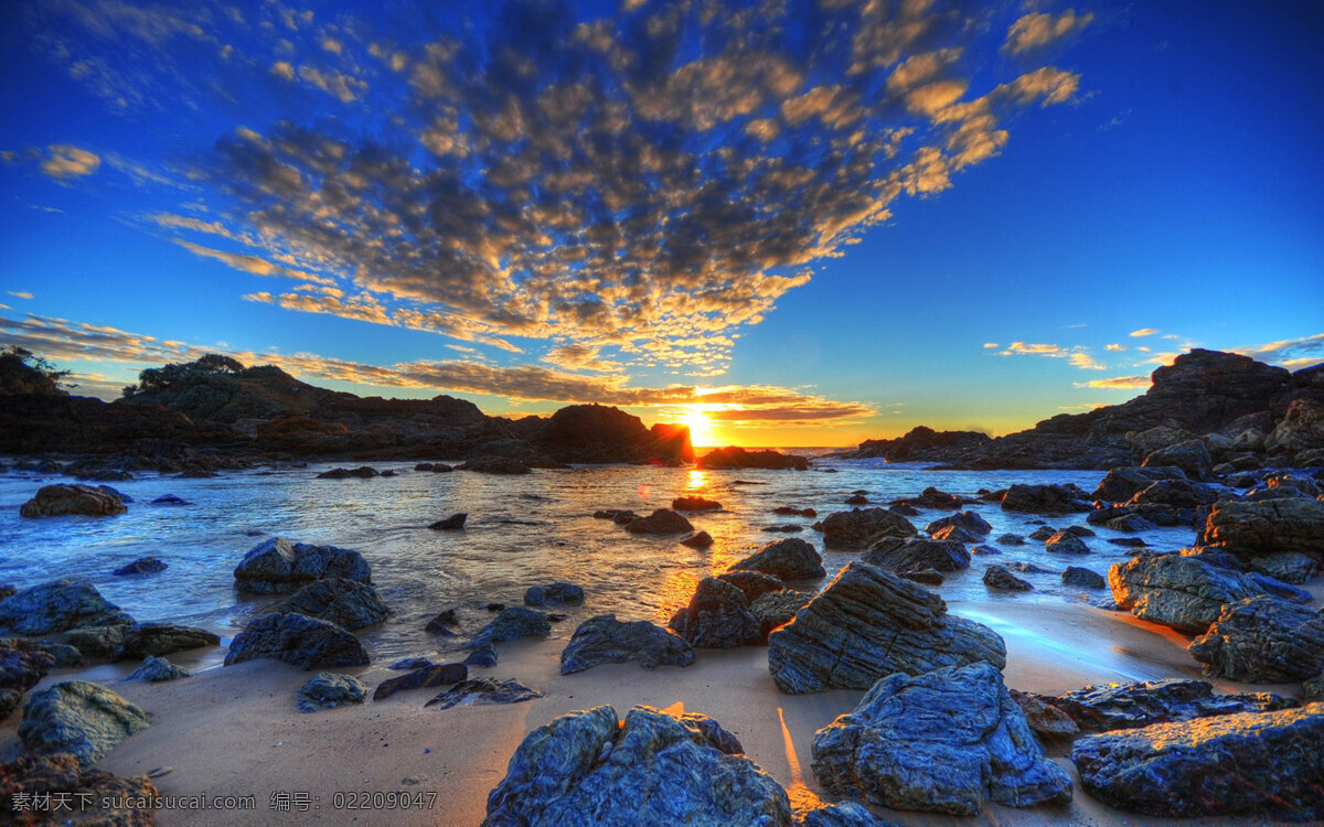 海天一色 海 山 天 夕阳 云 群石 风景 生活 旅游餐饮