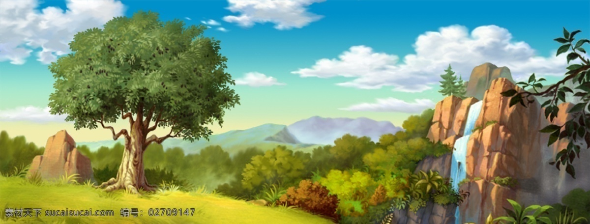 唯美 树林 绿色 清新 背景 唯美背景 游戏风景 树林绿色清新 淘宝天猫 海报背景 素材免费下载