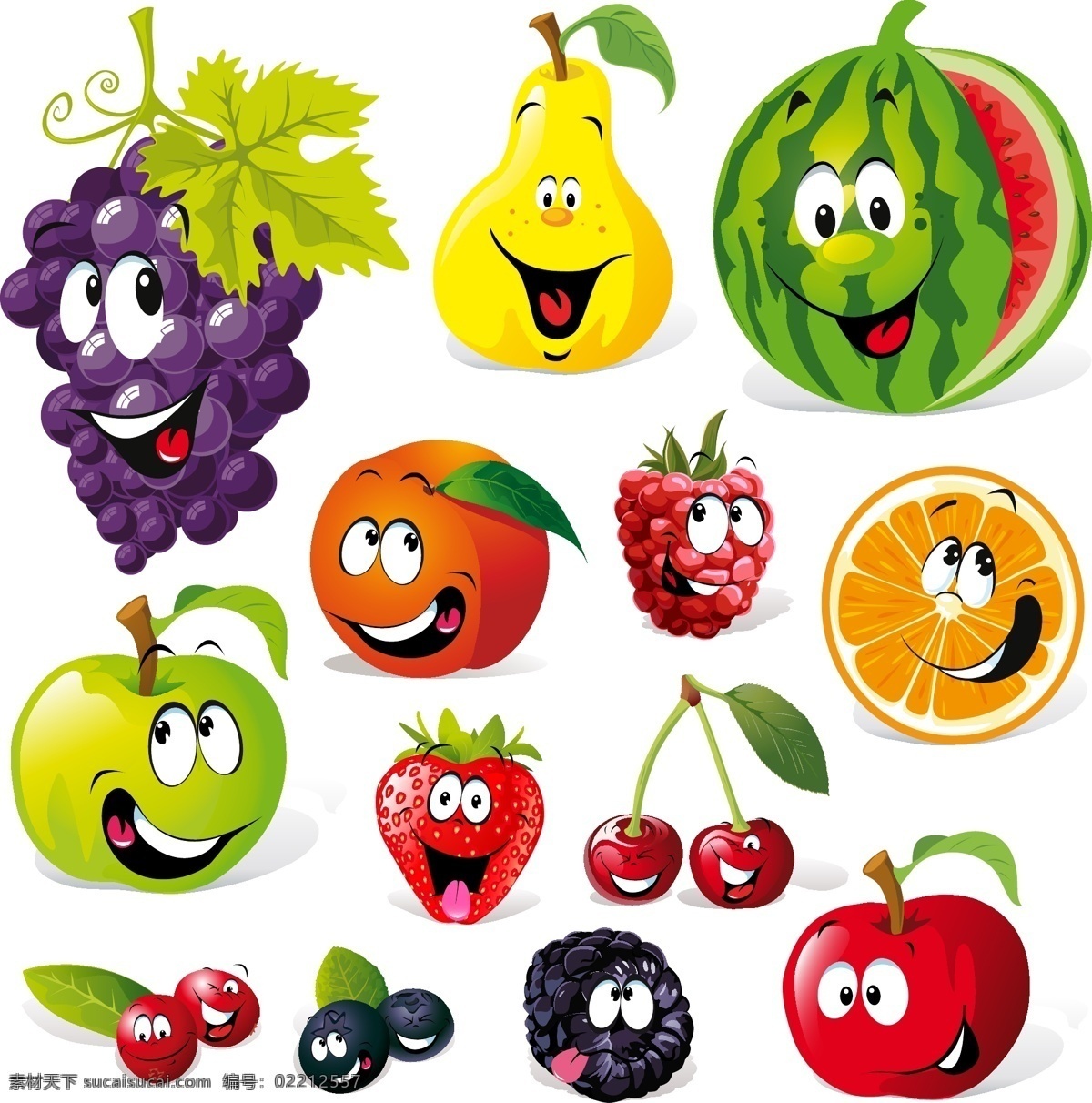 卡通 蔬果 矢量 表情 草莓 橙子 桔子 可爱 苹果 葡萄 水果 西瓜 樱桃 洋葱 西红柿 矢量图 其他矢量图