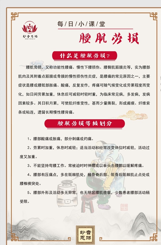 腰肌劳损 中药膏 中药贴 妙音恩赐 中医海报