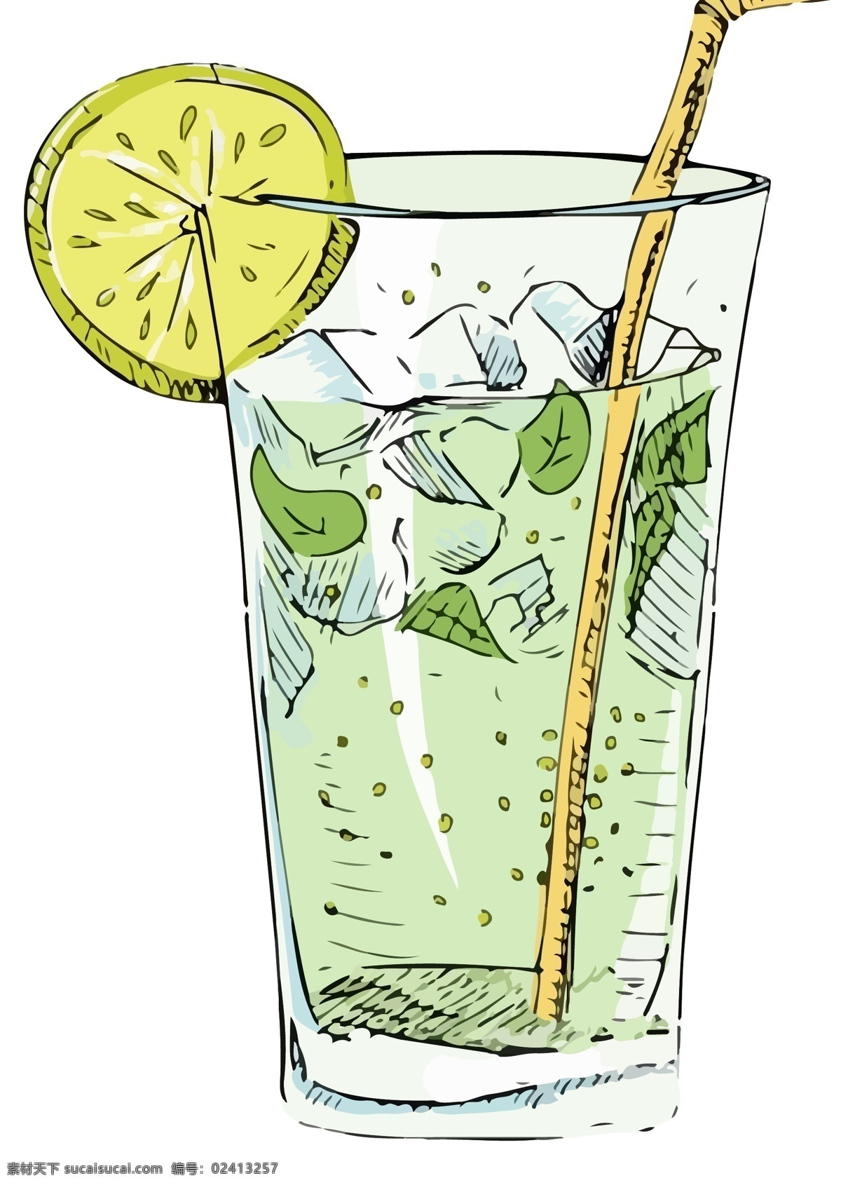 矢量柠檬冰水 柠檬水 柠檬 柠檬汁 柠檬茶 饮料 矢量插画