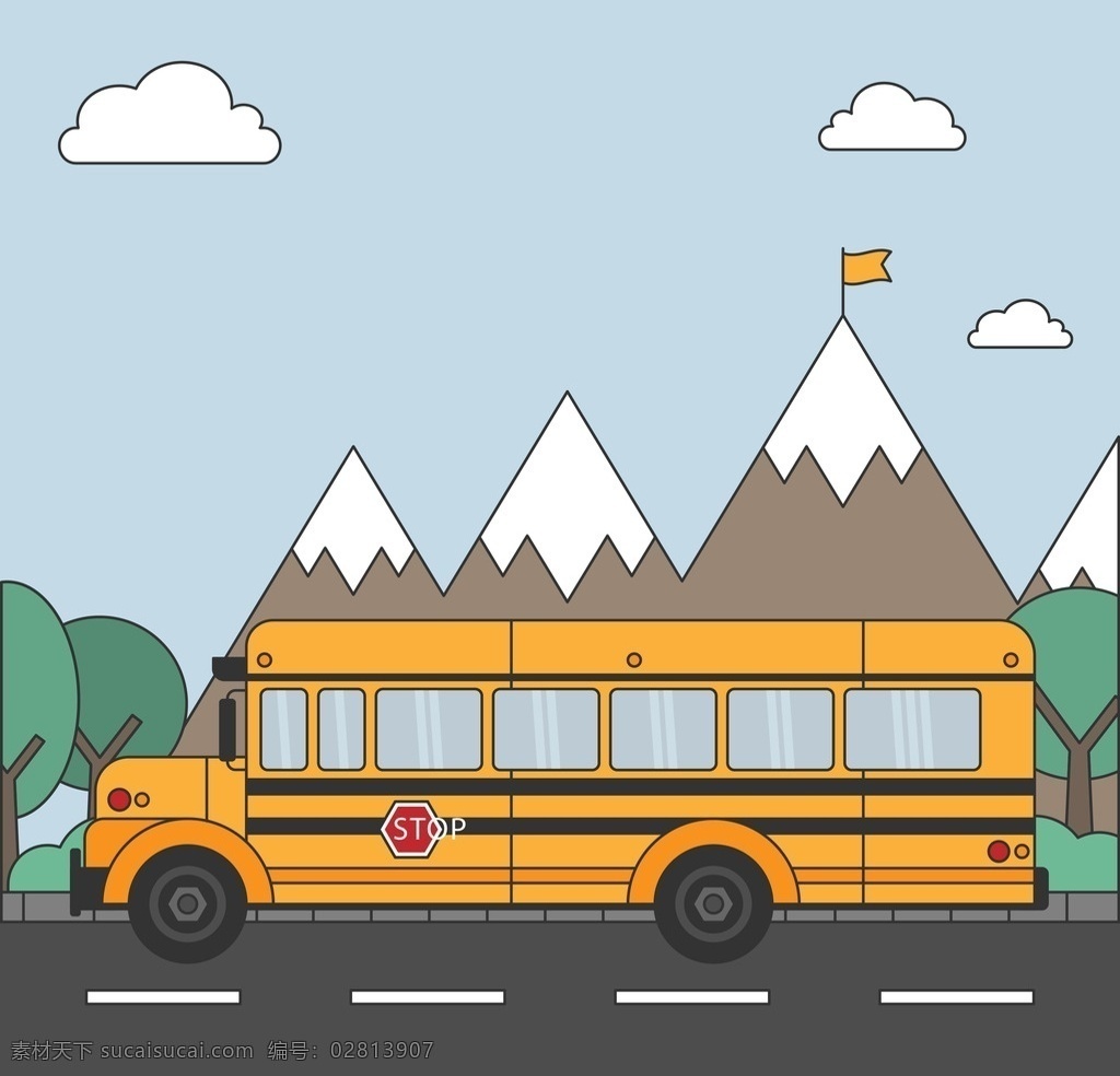 校车的插图 学校校车 矢量车 图标 图形 矢量趣多多 现代科技 交通工具