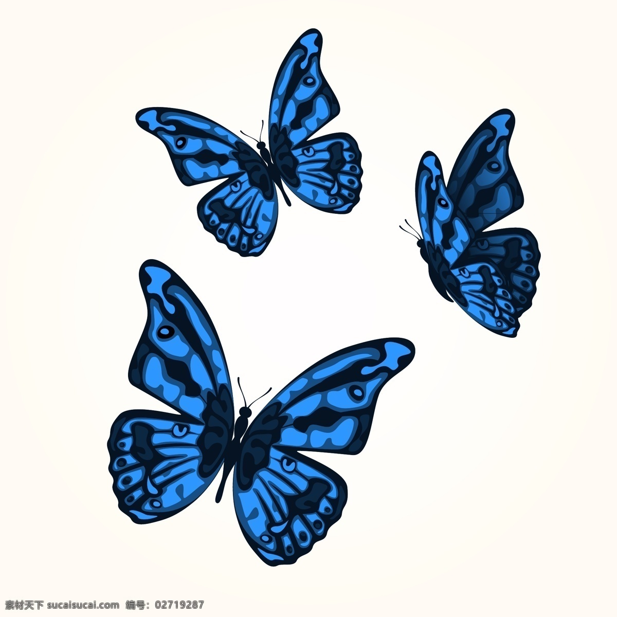 蓝色 蝴蝶 唯美 矢量图 其他矢量图