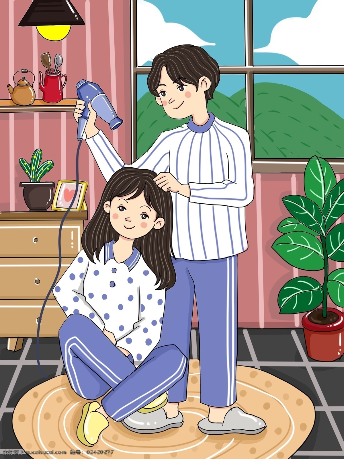 原创 情侣 冬季 甜蜜 日常 卡通 插画 爱情 微信 伴侣 情侣日常 微博 冬季日常