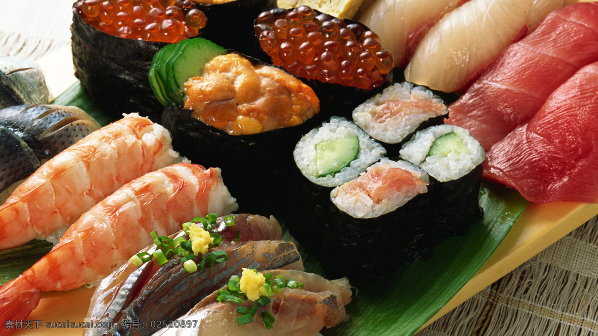 日式美食 日式 美食 寿司 鱼子酱 虾 海鲜 生鱼片 紫菜 饭团 餐饮美食