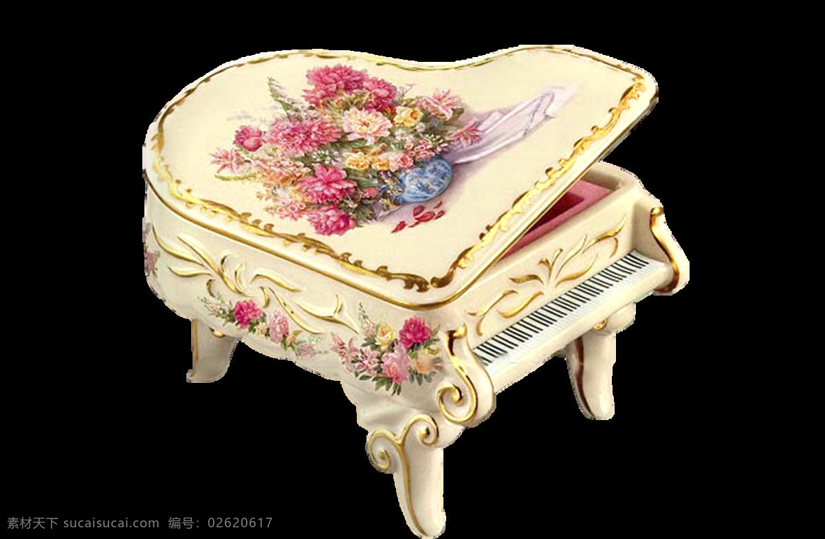 手绘 欧式 钢琴 元素 花朵 纹理 音乐 质感 png元素 免抠元素 透明元素