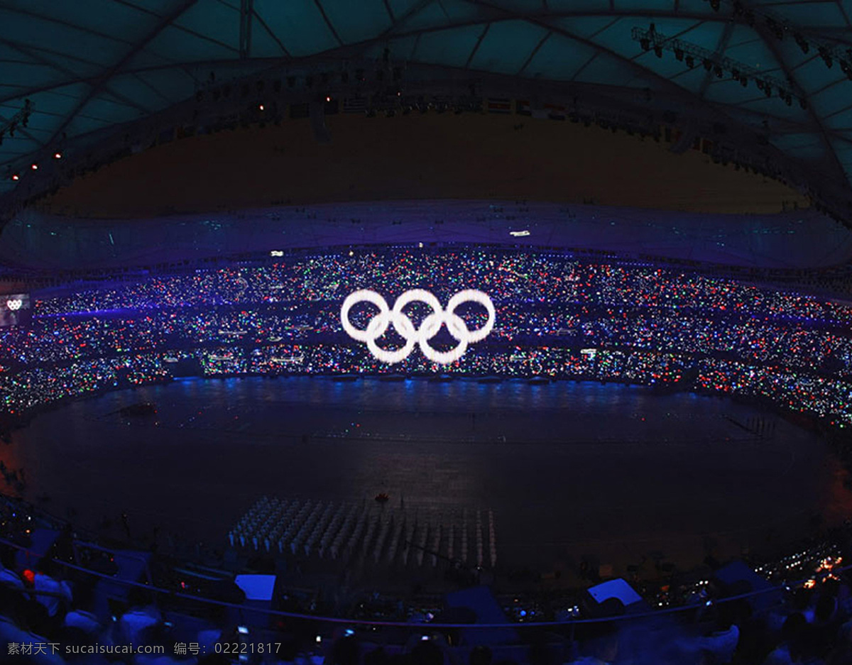 奥运会 开幕式 五环 北京 2008 年 表演 奥运 自然景观 建筑景观 摄影图库