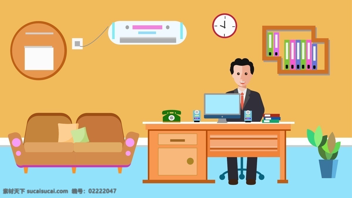 原创 办公 加班 中 人 场景 矢量 扁平 风格 插画 沙发 电脑 电话 音响 加班中的人 矢量插画 扁平风格 盆栽 空调 墙体柜