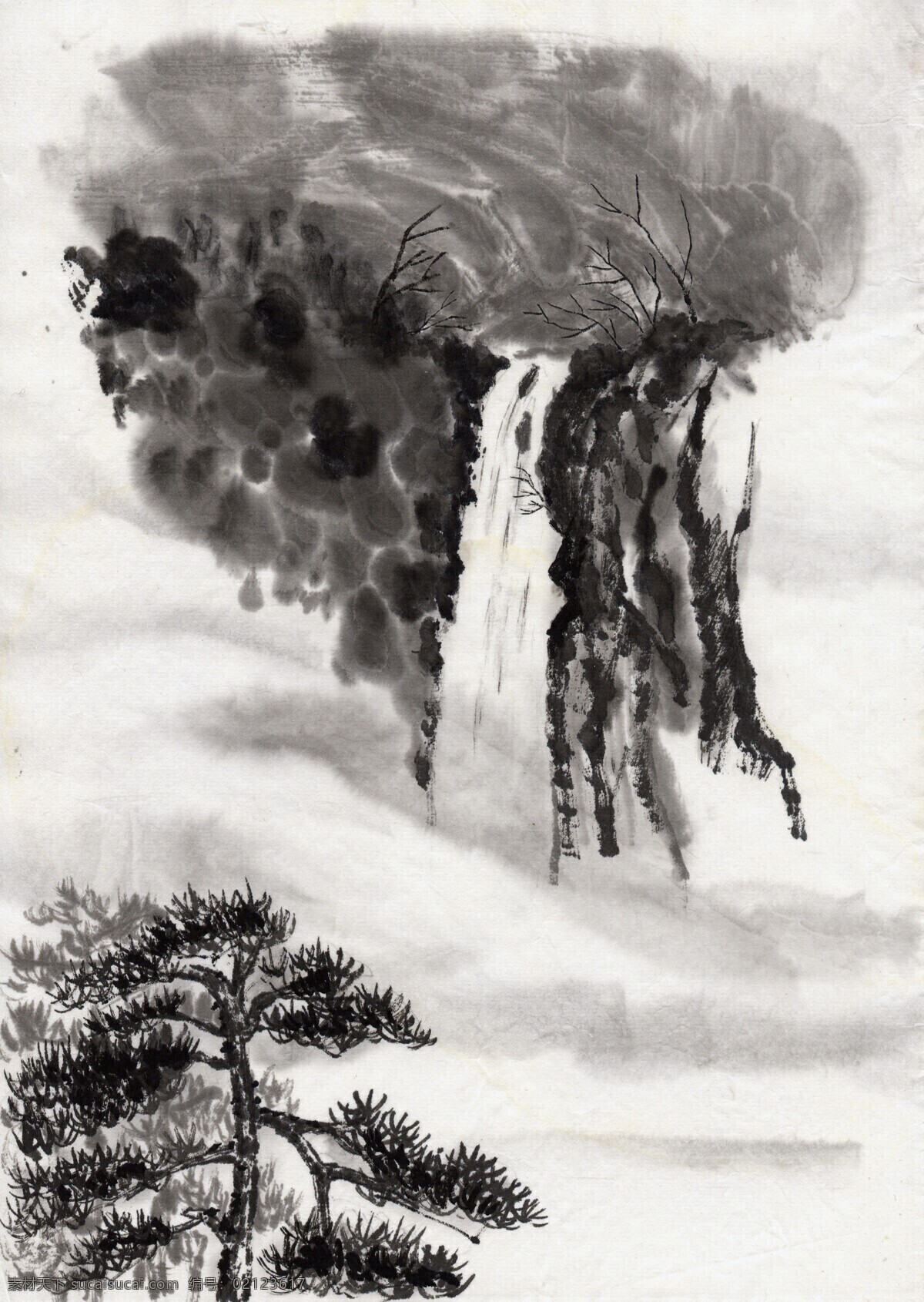 田中芳園画伯 水墨山水画 山と川の風景 人物と馬 保証書付き 田中芳園画伯 水墨山水画 山と川の風景 人物と馬 保証書付き