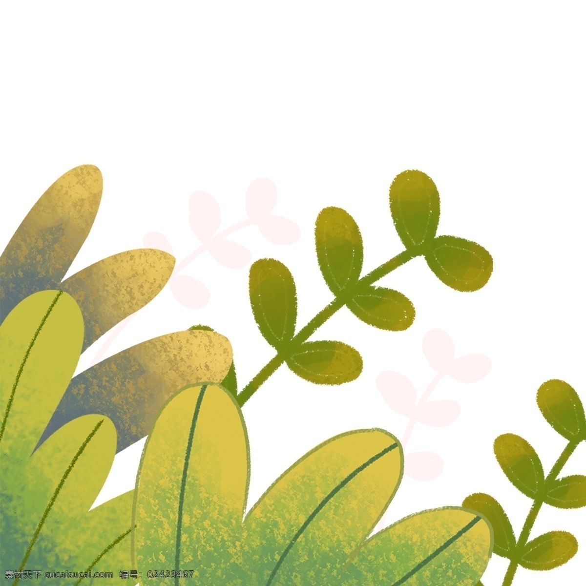树叶 草丛 装饰 图案 植物 绿色 小清新 简约 创意 现代 手绘 绘画 插画 涂鸦