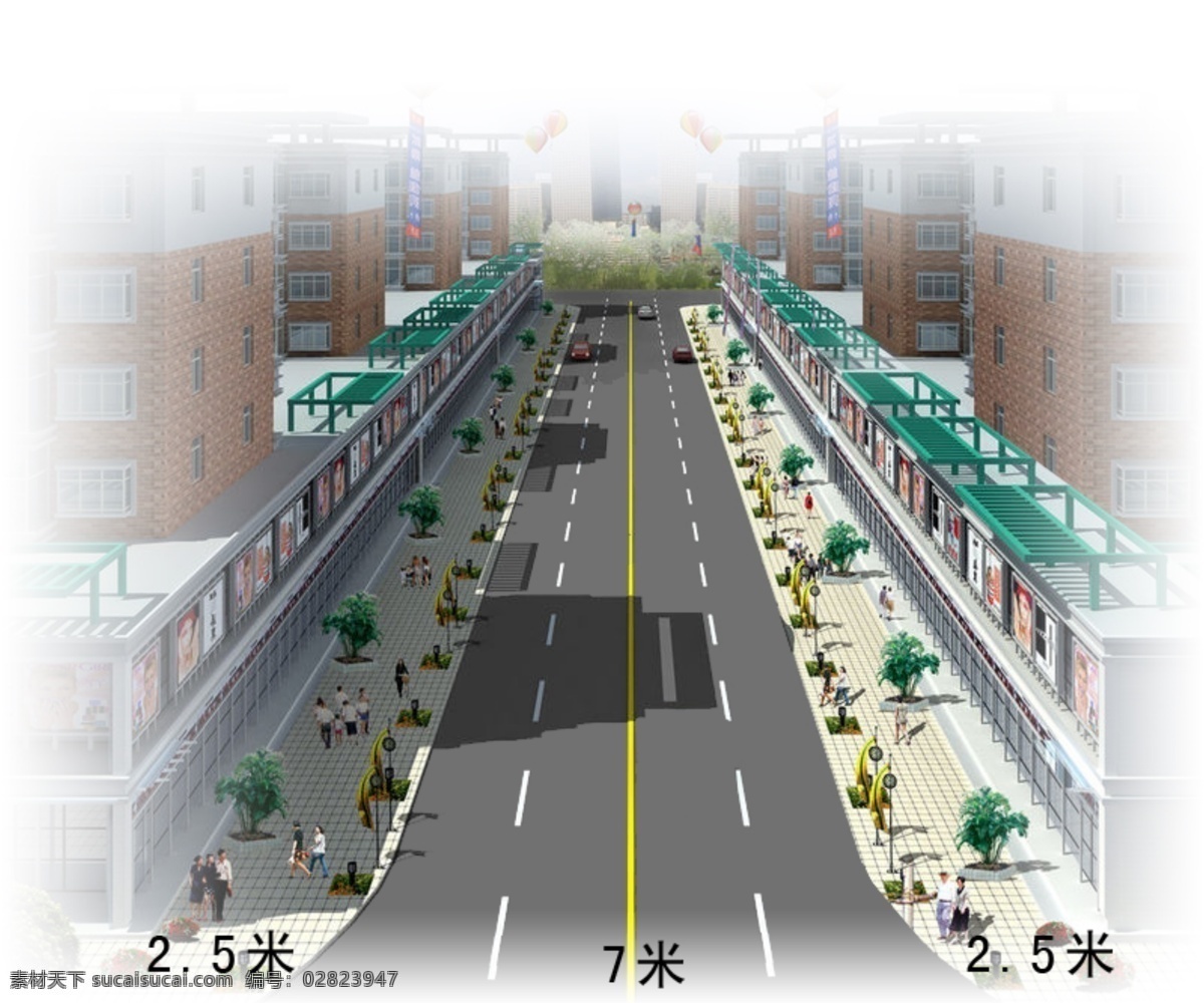 道路效果图 建筑 景观 园林 道路 效果图 景观设计 环境设计 源文件 分层