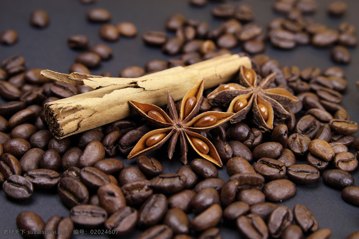 咖啡豆 香料 咖啡 桂皮 八角 咖啡原料 咖啡图片 餐饮美食