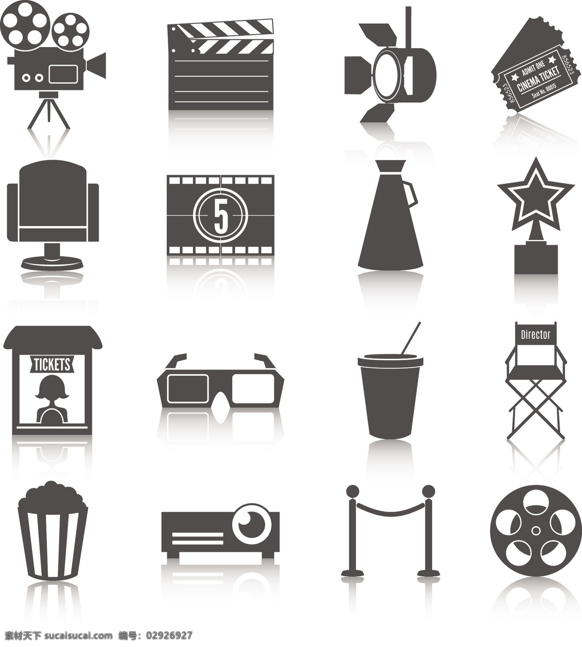 灰色电影图标 灰色 电影 图标 模板下载 影音娱乐 生活百科 矢量素材 白色