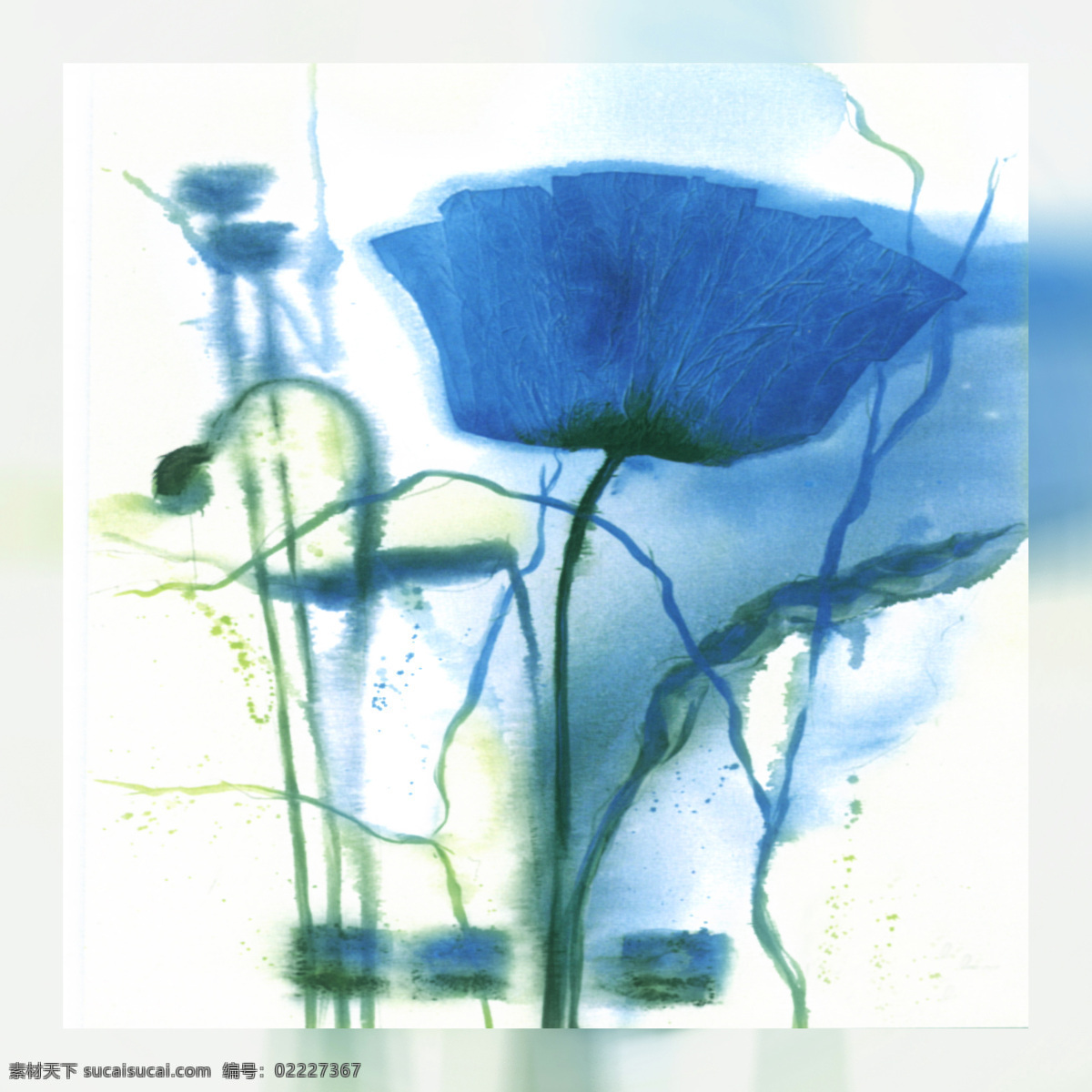 花卉图片 花卉 绘画书法 蓝色 文化艺术 油画 虞美人 装饰素材 无框画