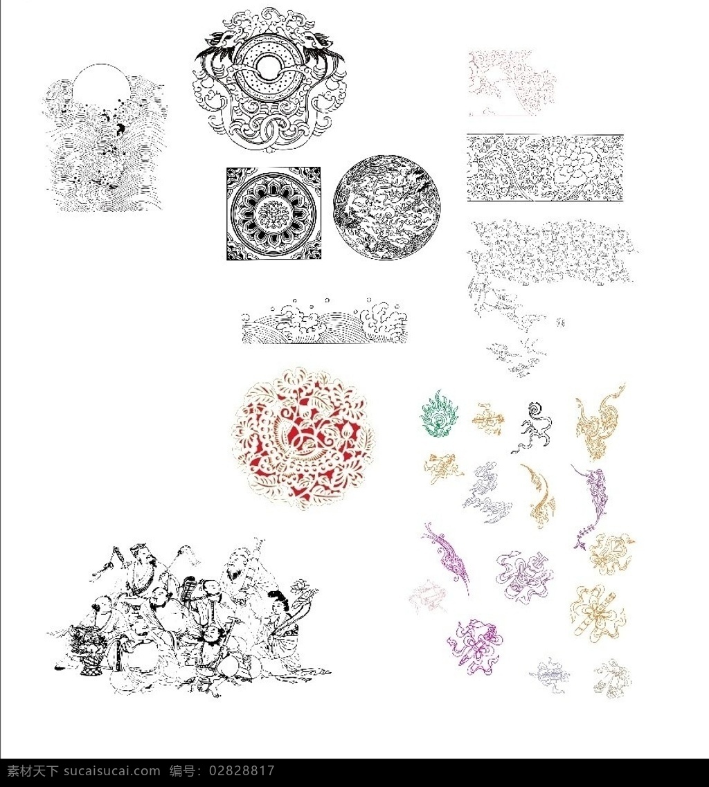 精品 中国 传统 矢量图 中国传统 矢量 边框 花边 海浪 八仙过海 底纹边框 花纹花边 矢量图库