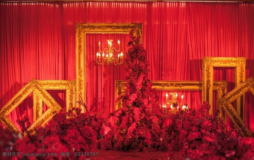 婚礼布置 婚礼现场 红色 婚礼 复古