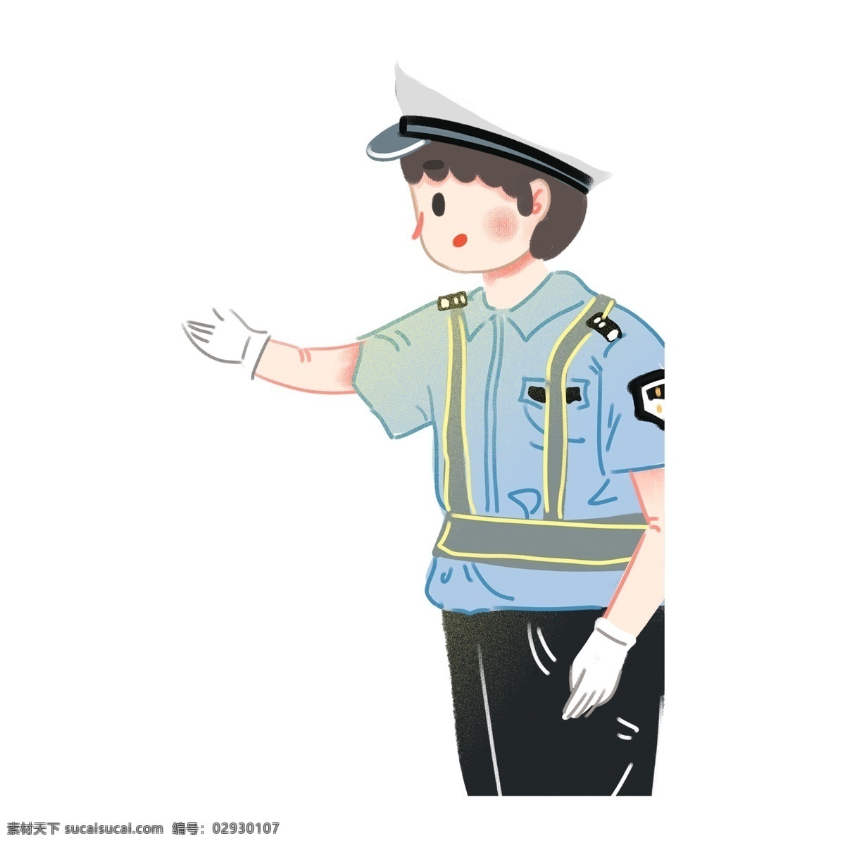 卡通 简约 警察 叔叔 装饰 警察叔叔 插画元素 免扣素材 人物