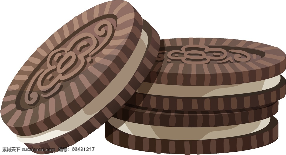 矢量 夹心 饼干 元素 黑色巧克力 夹心饼干 食物 ai元素 免扣元素