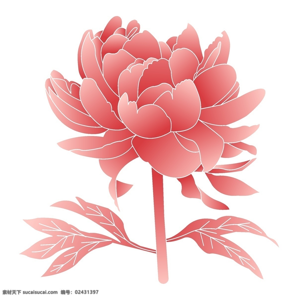 原创 手绘 矢量 渐变 风 牡丹花 花卉 元素 矢量元素 手绘风 手绘花卉 渐变风 花卉元素 植物元素 浪漫渐变