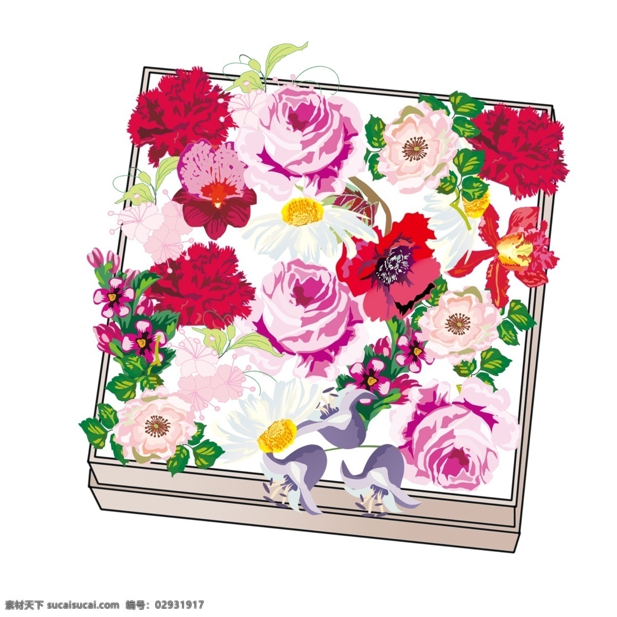 520 粉色 鲜花 礼盒 网红鲜花礼盒 表白 花店素材 康乃馨 奥斯汀 花园 玫瑰 方形花盒