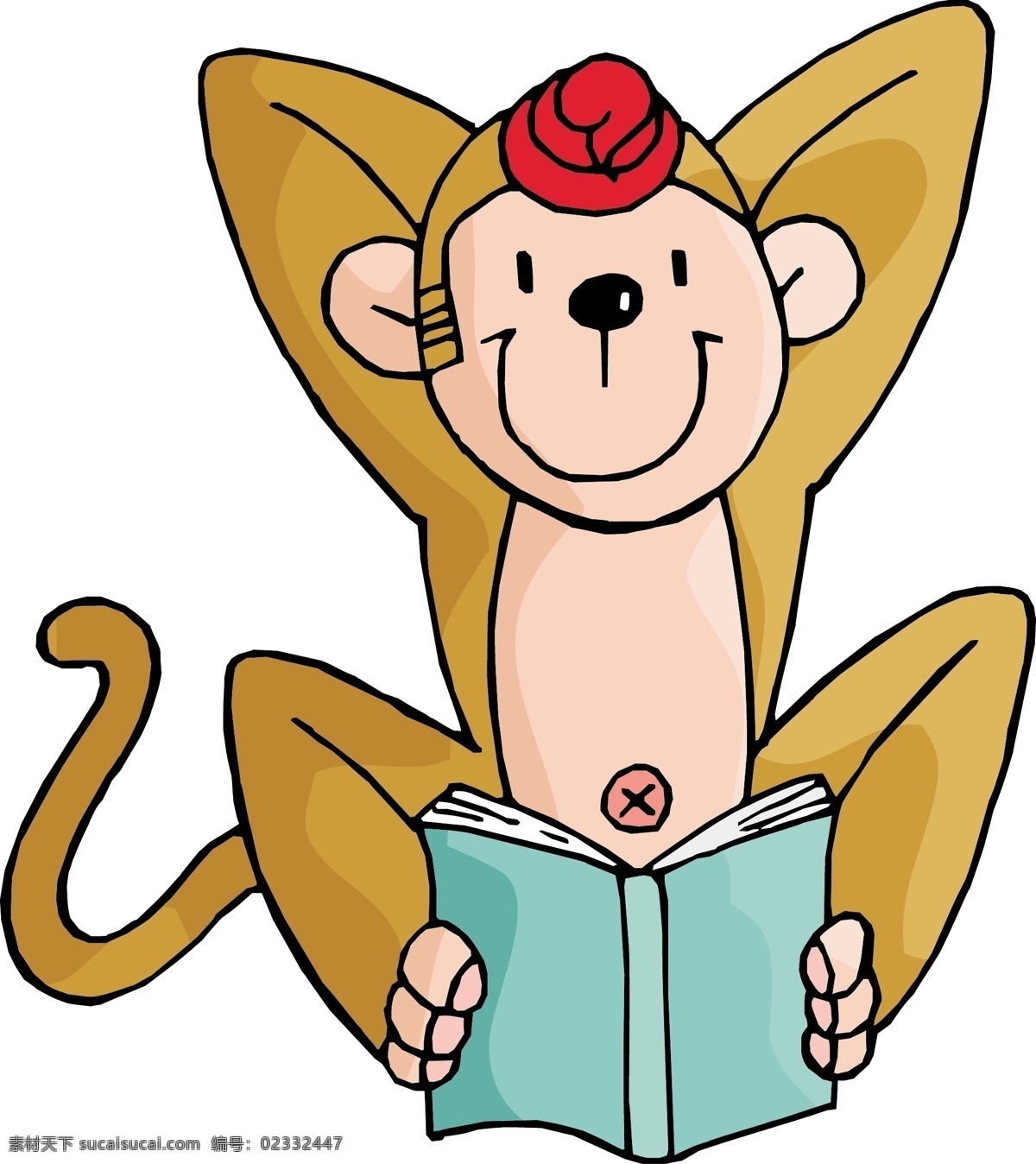 卡通矢量 卡通 卡通人物 卡通形象 动物 猴子 看书 书 小猴子 矢量 动漫动画