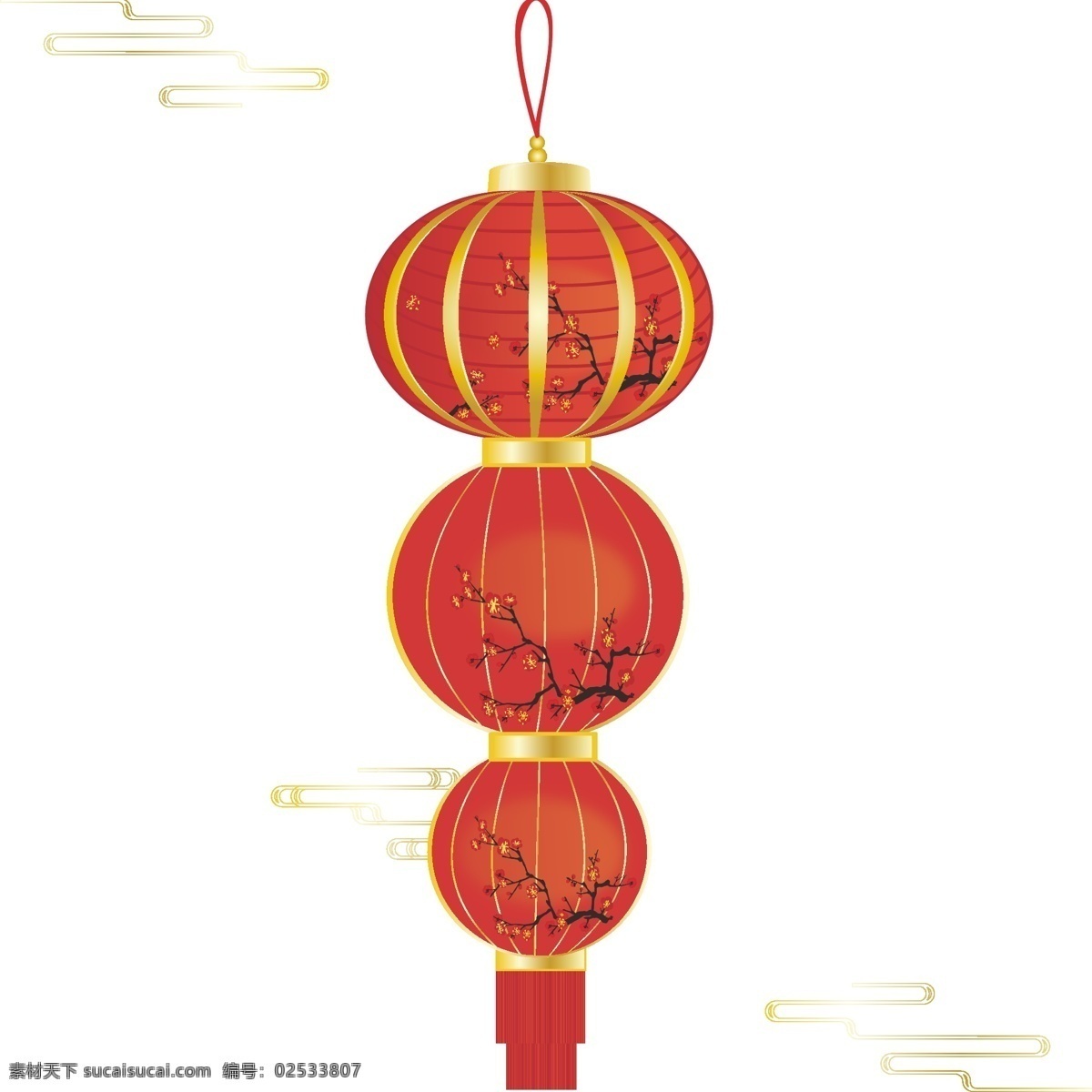 手绘 中国 风 喜庆 花卉 梅花 花纹 灯笼 装饰 元素 中国风 节日