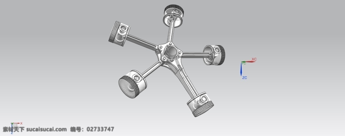 径向 引擎 发动机 汽车 3d模型素材 其他3d模型