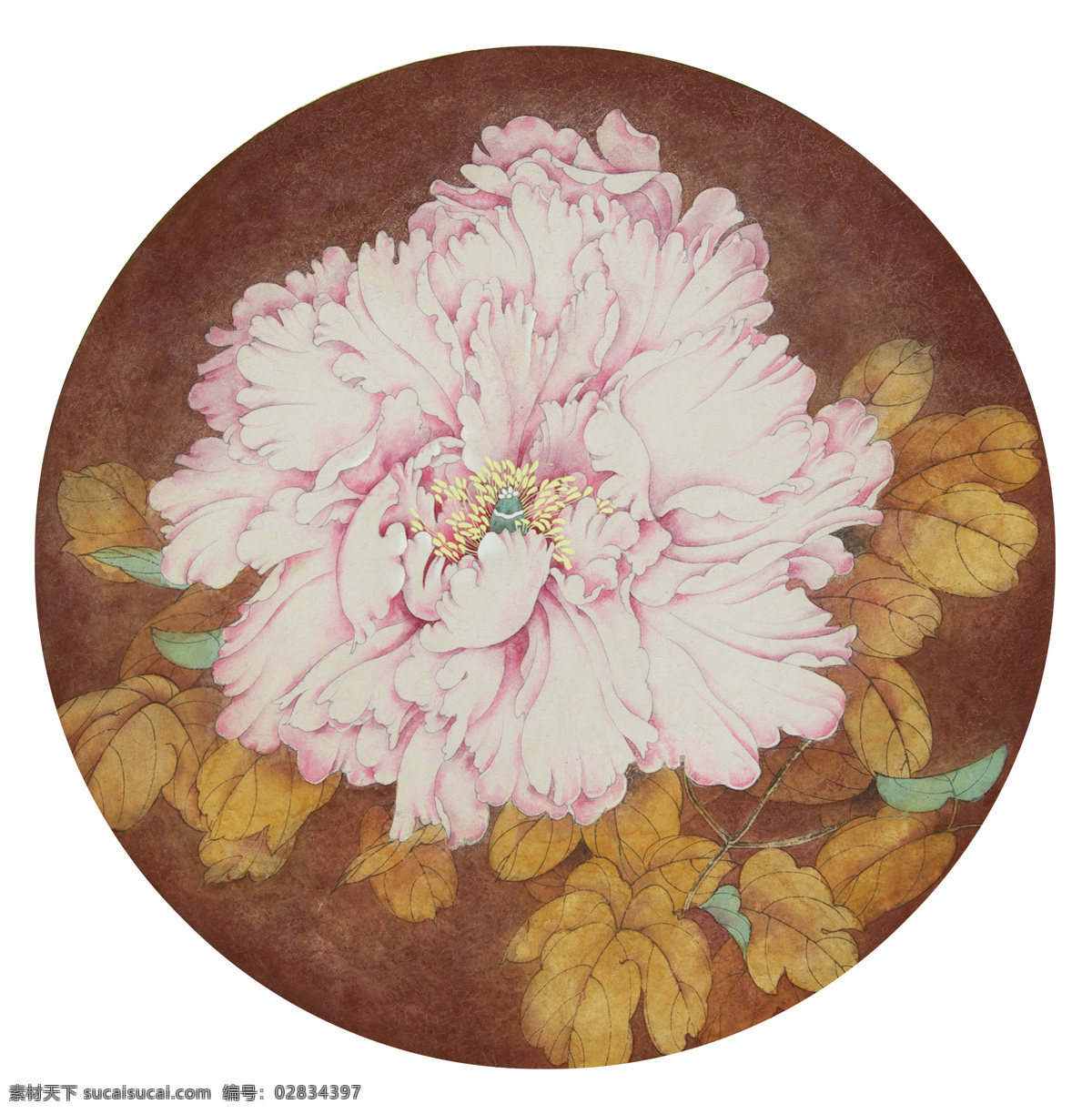 牡丹扇面 国画 工笔 花鸟 花鸟画 工笔花鸟画 花鸟国画 扇面 艺术绘画 文化艺术 绘画书法