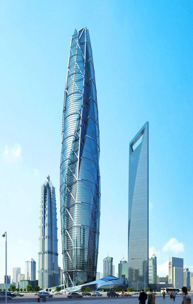 上海 办公 大厦 高层 模型 max 青色 天蓝色