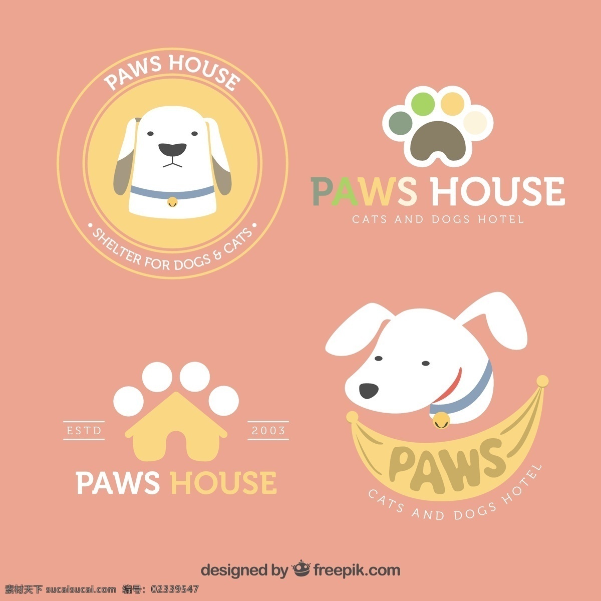平面设计 中 四 种 狗 标识 标志 商业 线 标签 动物 营销 色彩 商店 平面 企业 宠物 公司 企业形象 品牌 现代