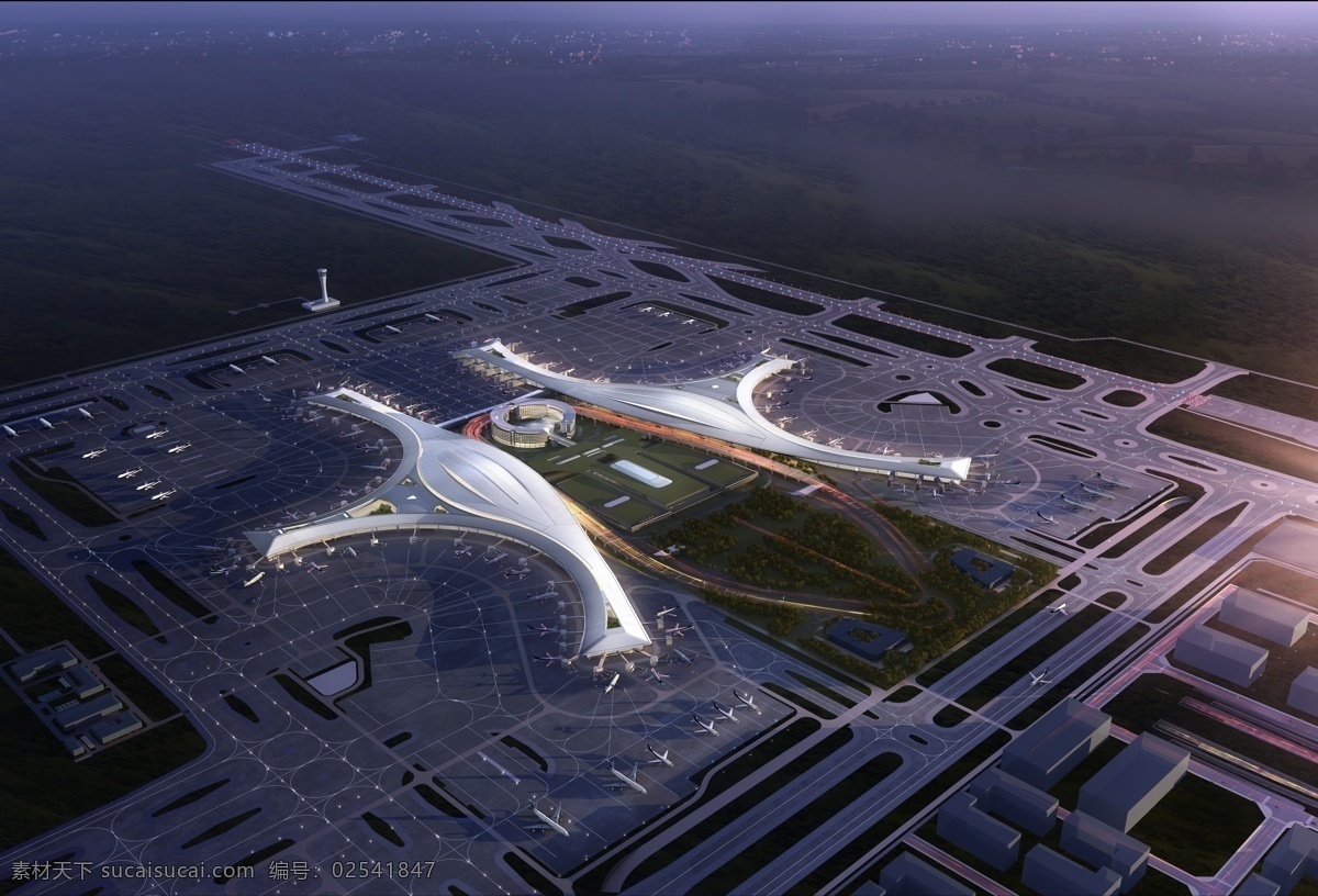 成都 天府 国际机场 天府国际机场 成都天府机场 机场 机场效果图 机场鸟瞰图
